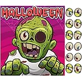 Halloween Games for Kids - Pin The Eyeball on The Zombie Game | Halloween Crafts Toys Gifts Birthday Party Supplies for Kids | HALLOWEEN Treats Activities Party Favors Decorations for Family
