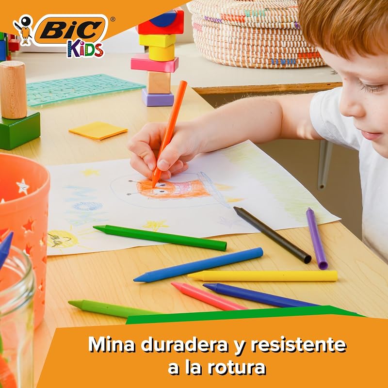 Kids Ceras de Colores para Niños, Óptimo para material escolar,Plastidecor, Colores Vivos Surtidos, Ideal para colorear, 24 Ceras (Paquete de 1)