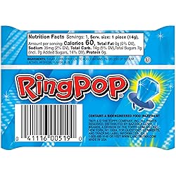 Ring Pop Blue Individually Wrapped Candy, 30 Count