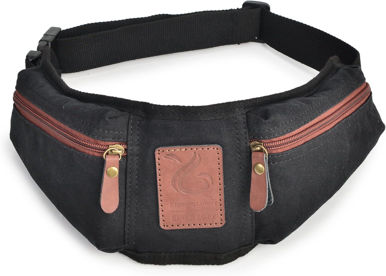 Men's Bag Comfortable Cotton Canvas Fashion Casual Sports wear Belt Pockets Black