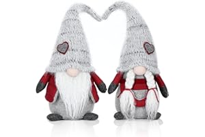 EKARSEN Plush Pair Gnomes for Decoration, Handcraft, Cute Scandinavian Tomte Dwarf, Sweet Gift for Children, Friend, Christmas and New Year