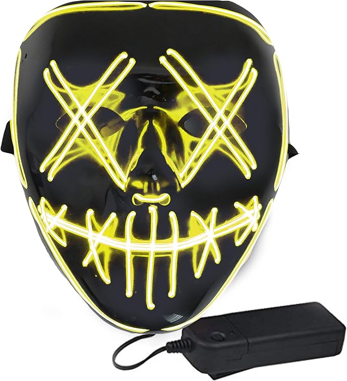 Halloween Light Up LED EL Wire Stitched Costume Mask for Halloween