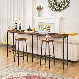 HOOBRO Bar Stools Set of 2 Rustic Brown, 30x30x64 cm, Metal Frame, Footrest view 5