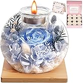 Birthday Gifts for Women,Eternal Preserved Real Rose with 18 Scented Candle Set(Bergamot+Jasmine),Preserved Rose in Glass Dome,Christmas Valentine Mothers Day Gifts for Her Mom Girlfriend,Home Decor