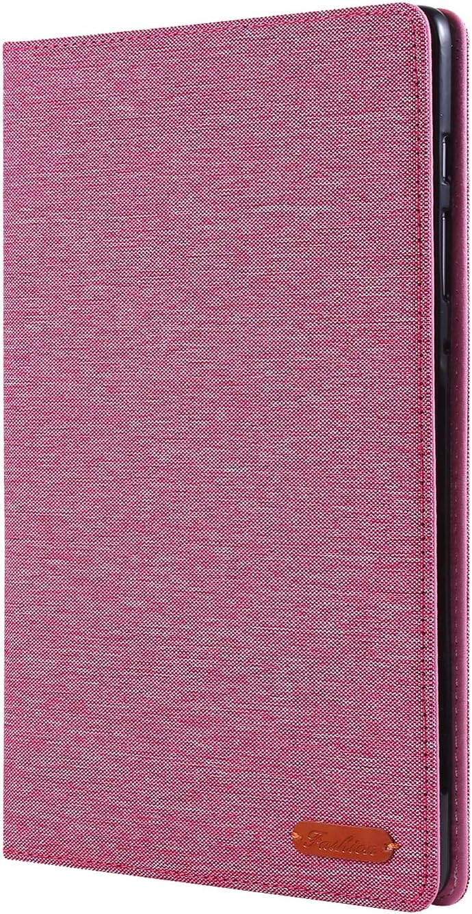 QYiD Tablet Case for Galaxy Tab S6 Cloth Texture Leather Soft Silicone Auto Sleep/Wake Cover with 2 Card Slots Cover for Samsung Galaxy Tab S6 2019 / SM-T860 / SM-T865 (10.5") (Rose Pink)