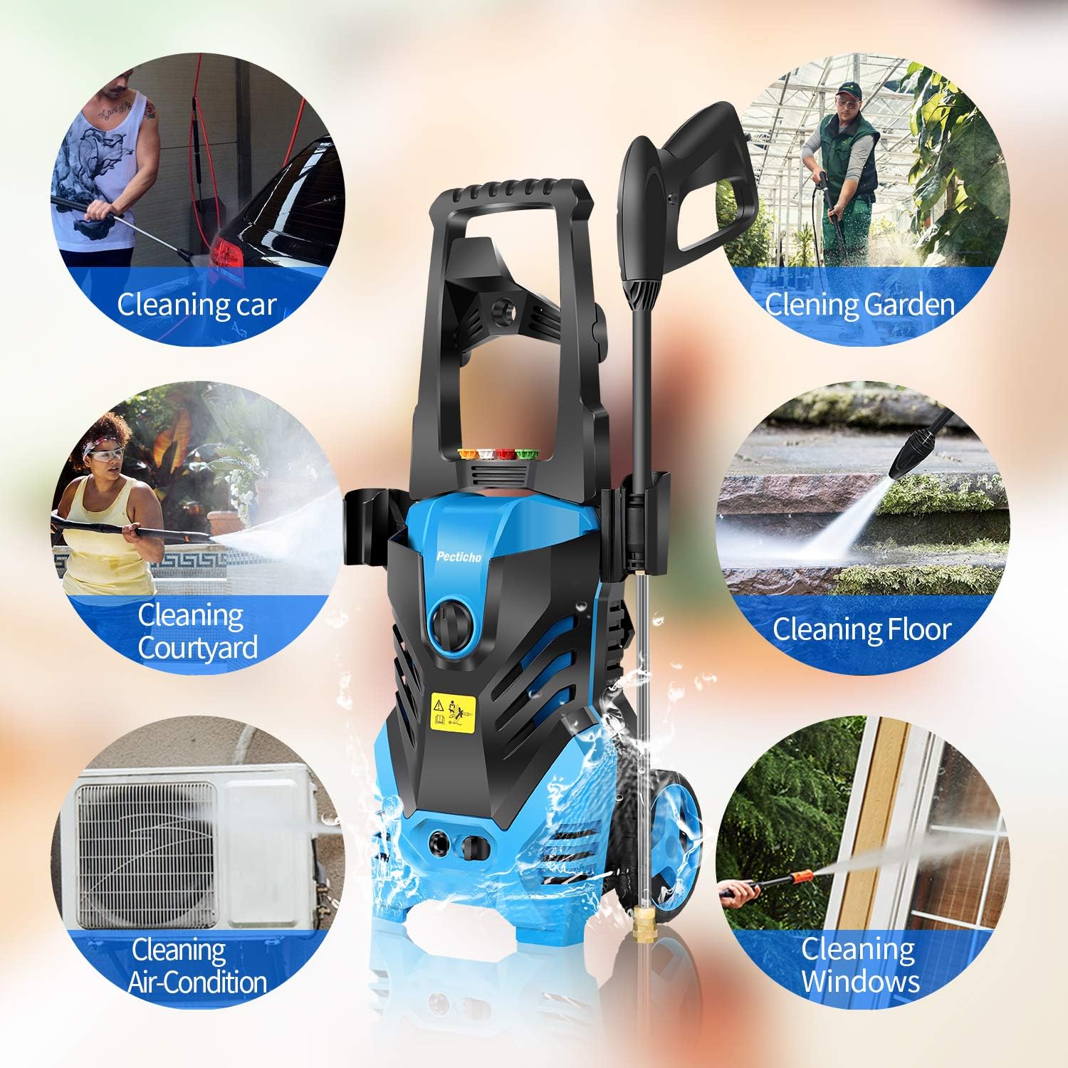 Pressure Washer, 3000PSI Electric Pressure Washer, 1.8GPM Electric Power Washer High Pressure Washer with Spray Gun, Brush, and 4 Quick-Connect Spray Tip, Blue : Garden & Outdoor