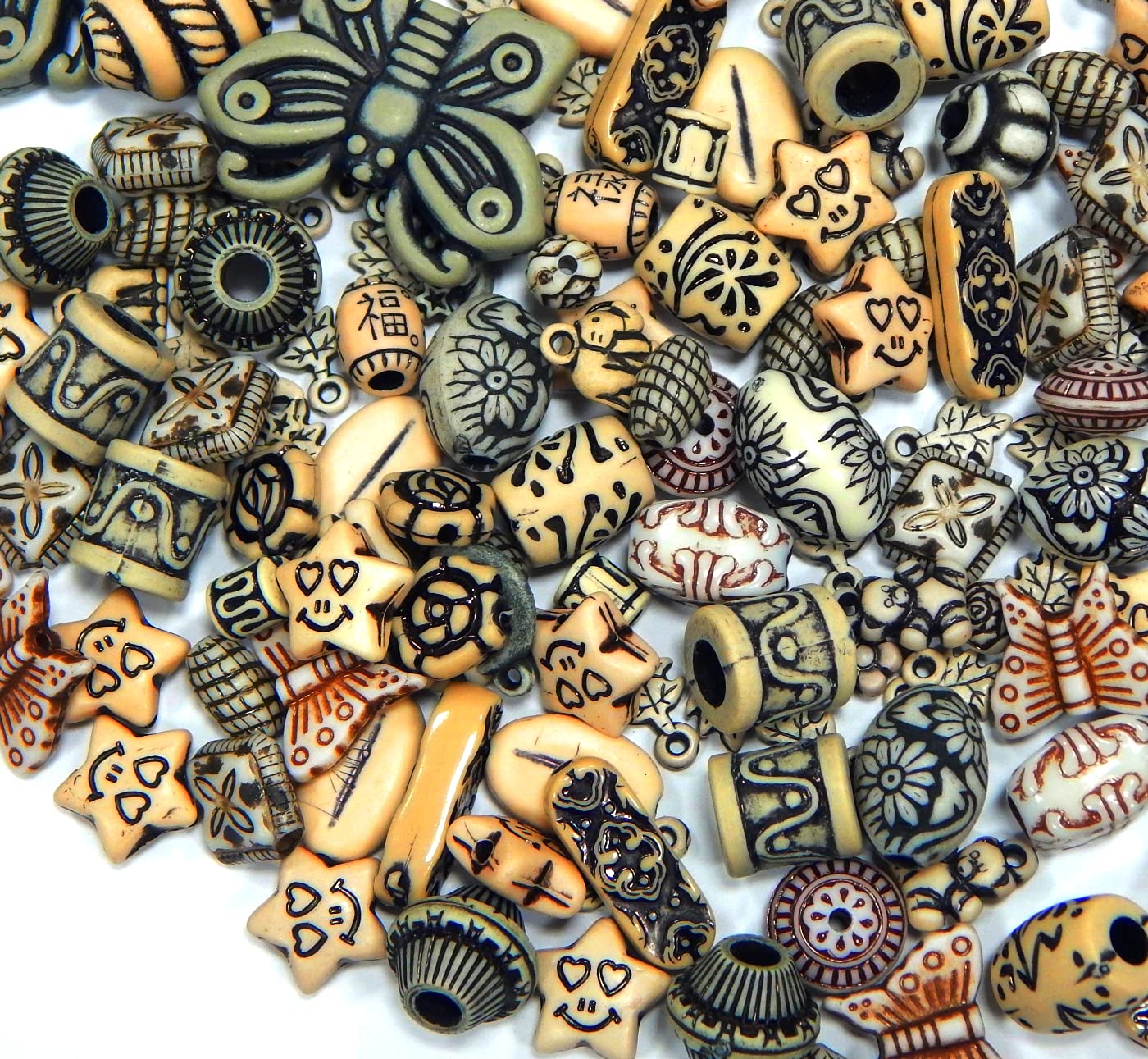 Perlin Plastic Beads, 270 Pieces, 6mm to 30mm, Colourful Mix Motifs, Round, CRAFT_BEAD
