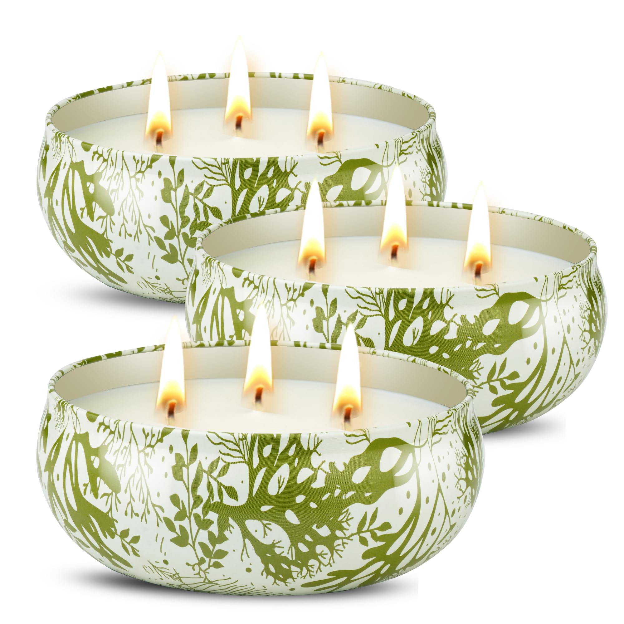 Photo 1 of 3 x 12oz Citronella Candle Outdoor 3 Wick Soy Wax Citronella Candle Set Jar Candle Up to 240hrs Burning Outdoor Candles Home Garden Yard Balcony Summer Camping