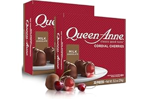 Queen Anne Milk Chocolate Covered Cordial Cherries | 13.2 oz (Pack of 2) | 20 Piece Gift Boxes | Whole Maraschino Cherry Creamy Filled Liquid Center | Holiday Party Chocolate Candy