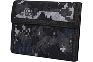 AI-DEE Trifold Canvas Outdoor Sports Wallet for Kids - Front Pocket Wallet with Zipper (Digital Gray2)