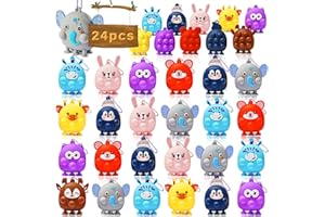 SDATOY 24 Pcs Party Favors for Kids, 3D Animal Pop Fidget Toys Bulk, Sensory Bath Suction Toys for Toddlers, Carnival Treasure Classroom Prizes Box Toys, Fidget Stocking Stuffers Birthday Party Gifts