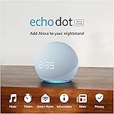 Echo Dot (5th Gen, 2022 release) with clock - Cloud Blue and 4 months of Amazon Music Unlimited FREE w/ auto-renewal