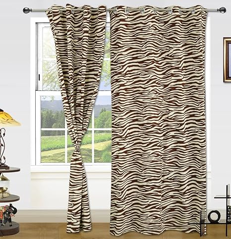 Buy Dekor World 2 Piece Cotton Zebra Eyelet Printed Curtain Set