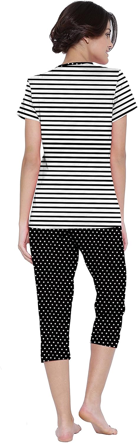 so sweety ladies half sleeve top & printed pyjama pant set