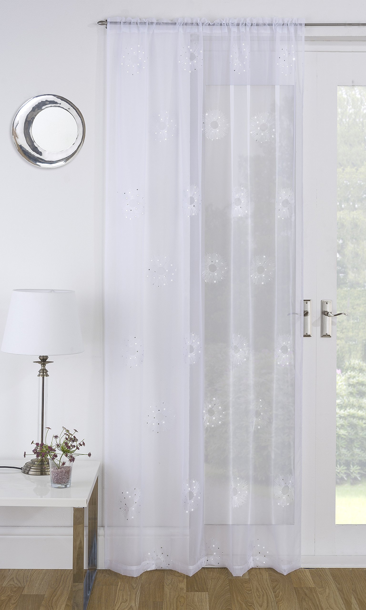 Yorkshire Linen Nova Starburst Voile Panel, White 54"/137cm