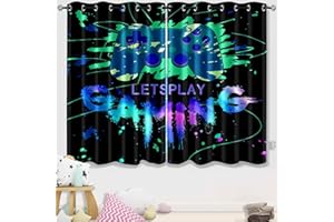 kodhyvj Gamer Curtains for Boys Bedroom Kids Game Gamepad Short Window Curtain Colorful Blackout Gamepad Curtain for Teens Boys Gaming Room Wall Decor, 82 in x 63 in