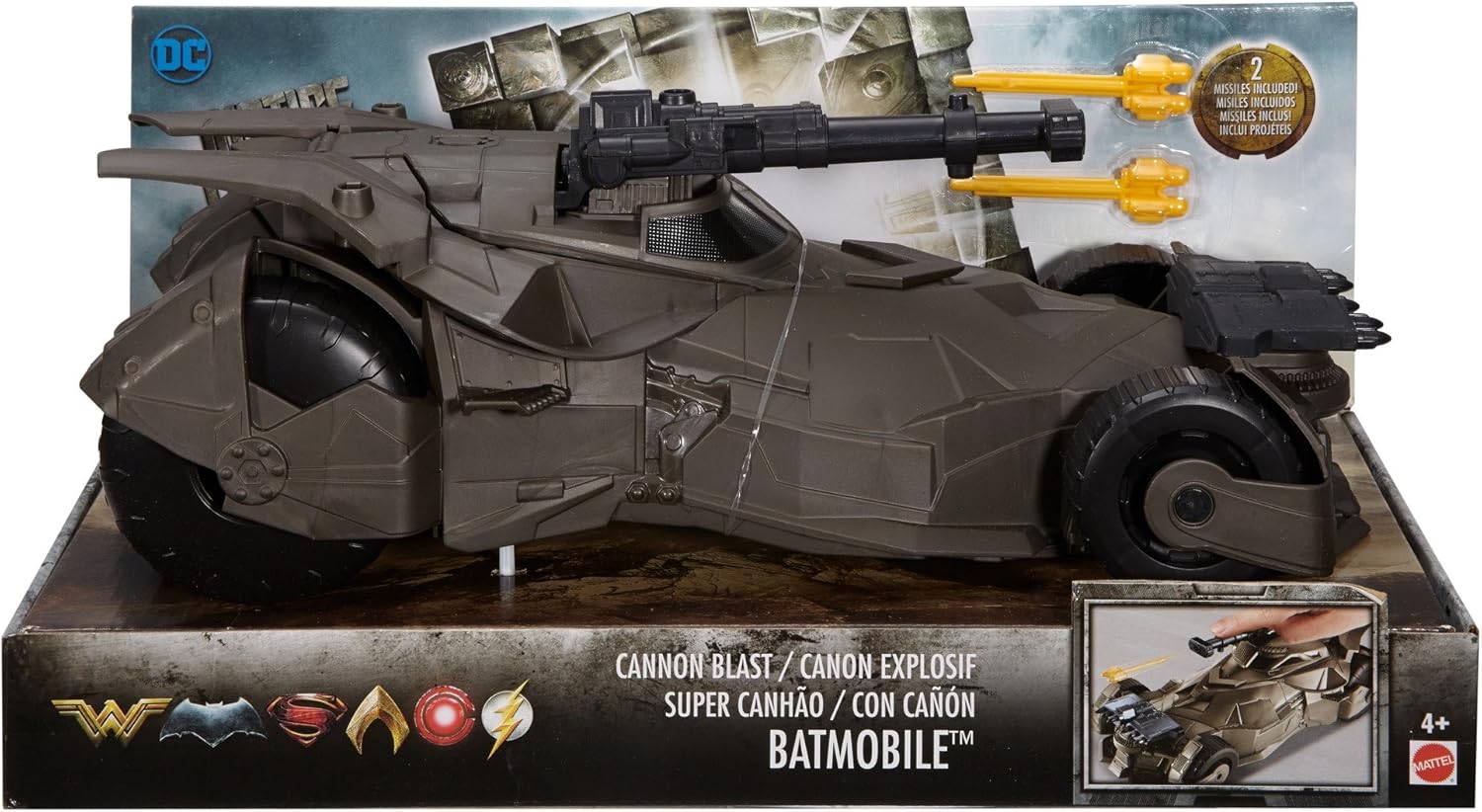 Mattel FGH58 Justice League Cannon Blast Batmobile Vehicle in Open Tray, 12" - Image 5
