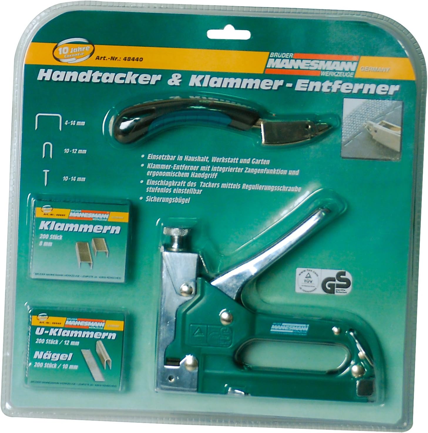 Mannesmann Staple Gun and Staple Remover Set, Silver