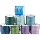 Beadthoven 0.8 mm Nylon String for Bracelets, 400 Yards Nylon Beading Thread, Chinese Knotting Cord, Braided Nylon Cord for Jewelry Making Wind Chime Blinds Kumihimo Macrame Craft Blue Green Purple