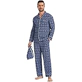 GYS Premium Bamboo Viscose Men's Pajamas Set Long Sleeve Button Down 2 Pieces Sleepwear Sets