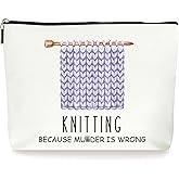 ZYQFN Knitting Makeup Bag Cosmetic Bag, Knitting Crochet Gifts For Knitter Crocheters, Birthday Christmas Gifts For Women Mom Friends Sister Wife Grandma Aunt Daughter Teacher Coworker. (010)
