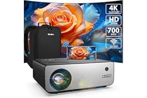 Tkisko Projector with Wifi and Bluetooth, 700 ANSI Full HD 1080P Projector 4K Supported, Portable Outdoor Movie Projector, 4D/4P Keystone & 50%-100% Zoom, Smart Projector for Phone/PC/TV Stick