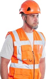 Portwest PS53 Safety Hard Hat Orange 6-Point Harness Unvented ABS Shell view 4
