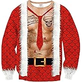 Arvilhill Mens Ugly Muscle Xmas Sweatshirt Funny Sweater Hilarious Tacky 3D Graphic Print Inappropriate Holiday Jumper L