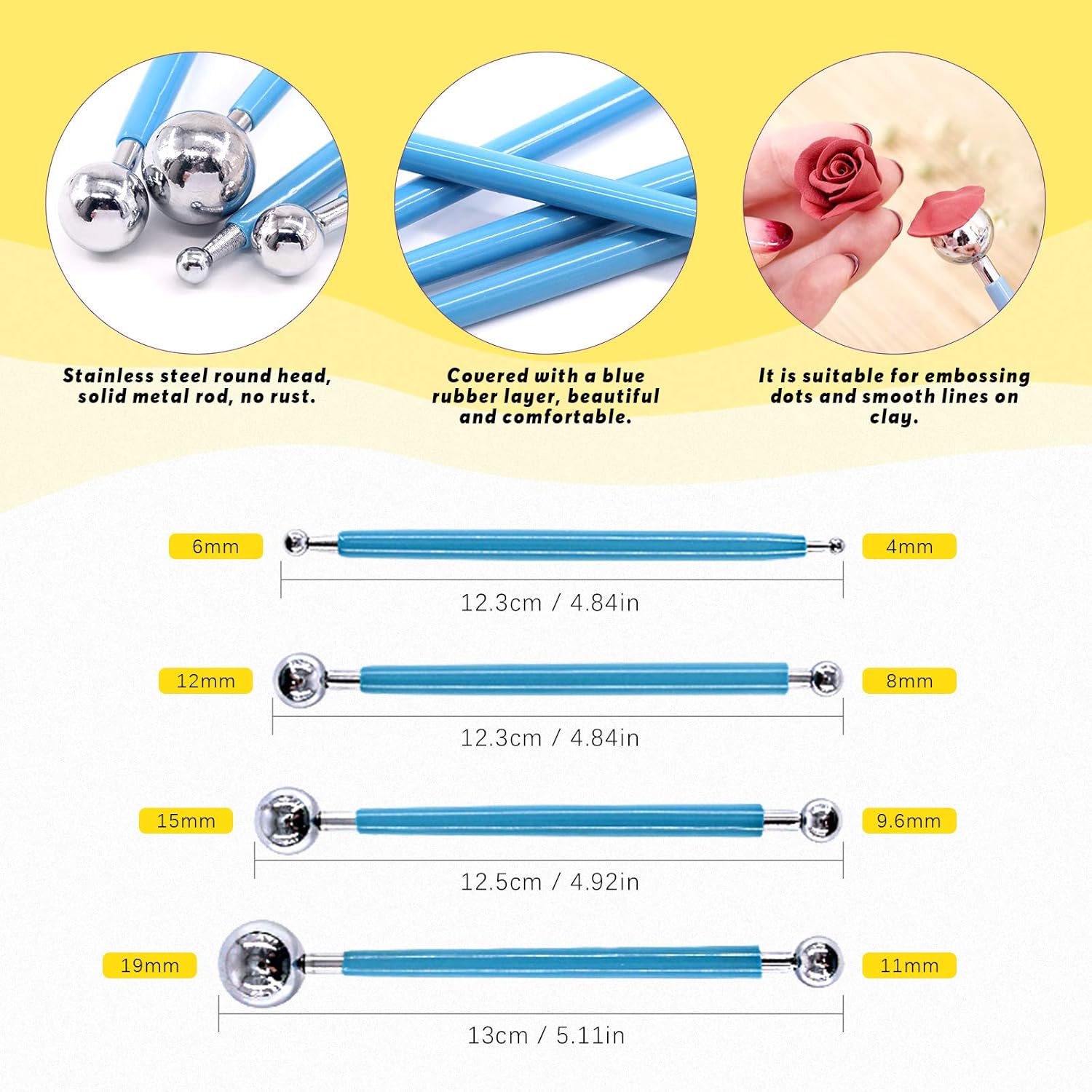 Swpeet 19Pcs Modeling Clay Sculpting Tools Kits, Ball Stylus Tool, Pottery Tools, Plastic Clay Tools, Sculpting Kit for Making Modeling Clay Cake Fondant Decoration, Clay, Ceramics
