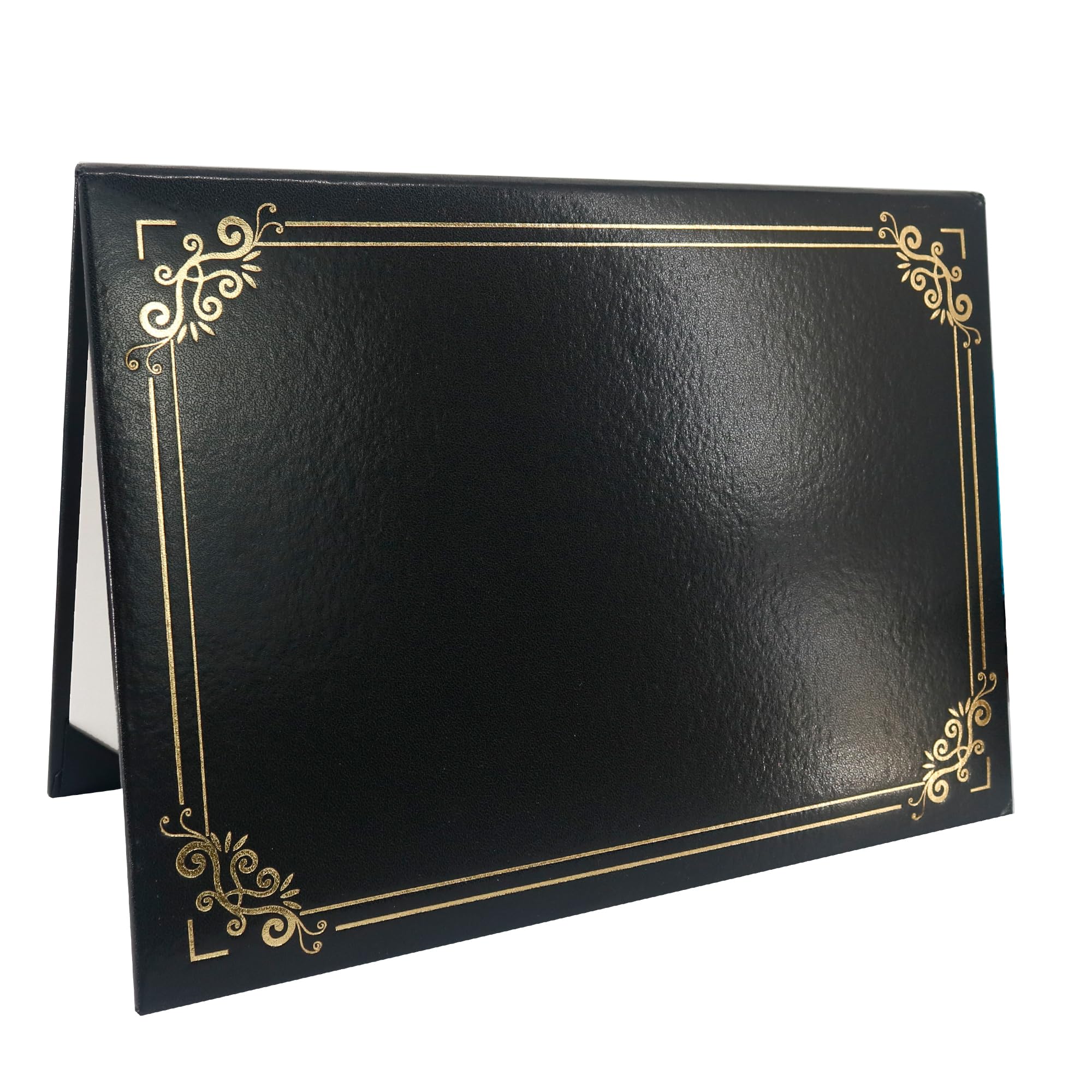 GraduatePro Certificate Holder A4 Diploma Cover Gold Border Document Padded Graduation University Paper Smooth Black — image 1