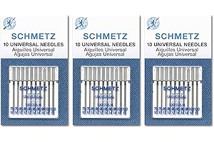 SCHMETZ Universal Sewing Machine Needles, Three 10-Pack Assortment, 30 Needles, 70/10, 80/12, 90/14, 100/16