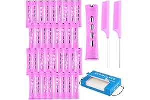 Eowppue 48 Purple Hair Perm Rods, Medium (8.3 /3.3 inches long, 1.9 /0.75 inch in diameter) Plastic Cold Wave Perming Rods wi