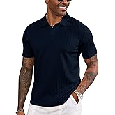 LOGEEYAR Mens Knit Polo Shirts Short Sleeve Regular Fit Textured Polo T-Shirts Summer Casual Collared Golf Shirts