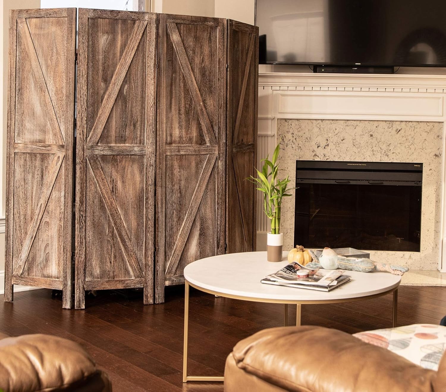 Premium Home Room Divider: Room dividers and Folding Privacy Screens, Privacy Screen, Partition Wall dividers for Rooms, Room Separator, Temporary Wall, Folding Screen, Rustic Barnwood (Barnwood): Furniture & Decor