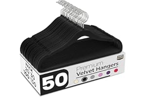 Utopia Home Pack of 50 Premium Non Slip Velvet Hangers 360 Degree rotatable Hook Durable & Slim Coat - Pant Hangers - Black