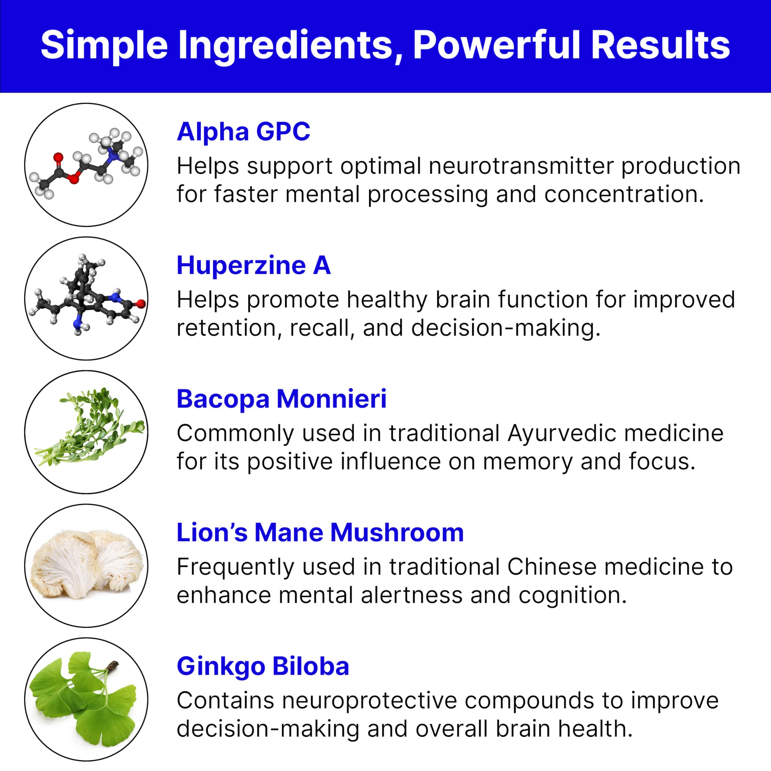 Natural Cognitive Enhancement Supplement Capsule - Non-GMO, Vegan, Gluten-Free