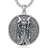 Cargari 925 Sterling Silver Hecate/Lilith/Medusa/Star of David/Tetragrammaton Necklace Pendant Pagan Wiccan Magic Egyptian Amulet Jewelry for Men Women