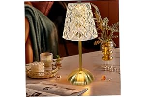 Touch Bedside Lamp Cordless, Rechargeable Crystal Table Lamp with 3 Light Modes, Wireless Night Light for Bedroom, Office, Ca
