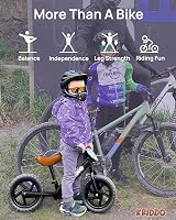 KRIDDO Toddler Balance Bike 12 Inch Adjustable Seat Handlebar 110 lbs Black view 2
