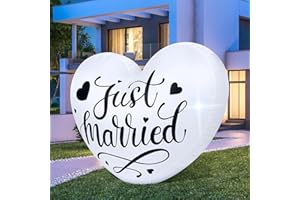 VERTINTONG 3.9 ft Wedding Inflatables Just Married Outdoor Decorations LED Lighted Heart Blow up Yard Decorations Light up Romantic Decor for Wedding Anniversary Holiday Garden Lawn Party Supplies