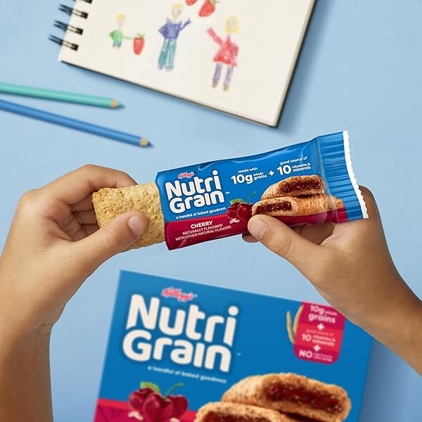 NUTRI-GRAIN SOFT BAKED BREAKFAST BARS, KIDS SNACKS, WHOLE GRAIN, CHERRY, 10.4OZ BOX 6 BOXES (48 COUNT)