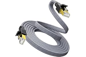 Ethernet Cables 15ft,Snowkids Flat Cat7 Ethernet Cable,10GbpsHigh Speed Internet Network Wire,Braided LAN Patch Cord RJ45 Con