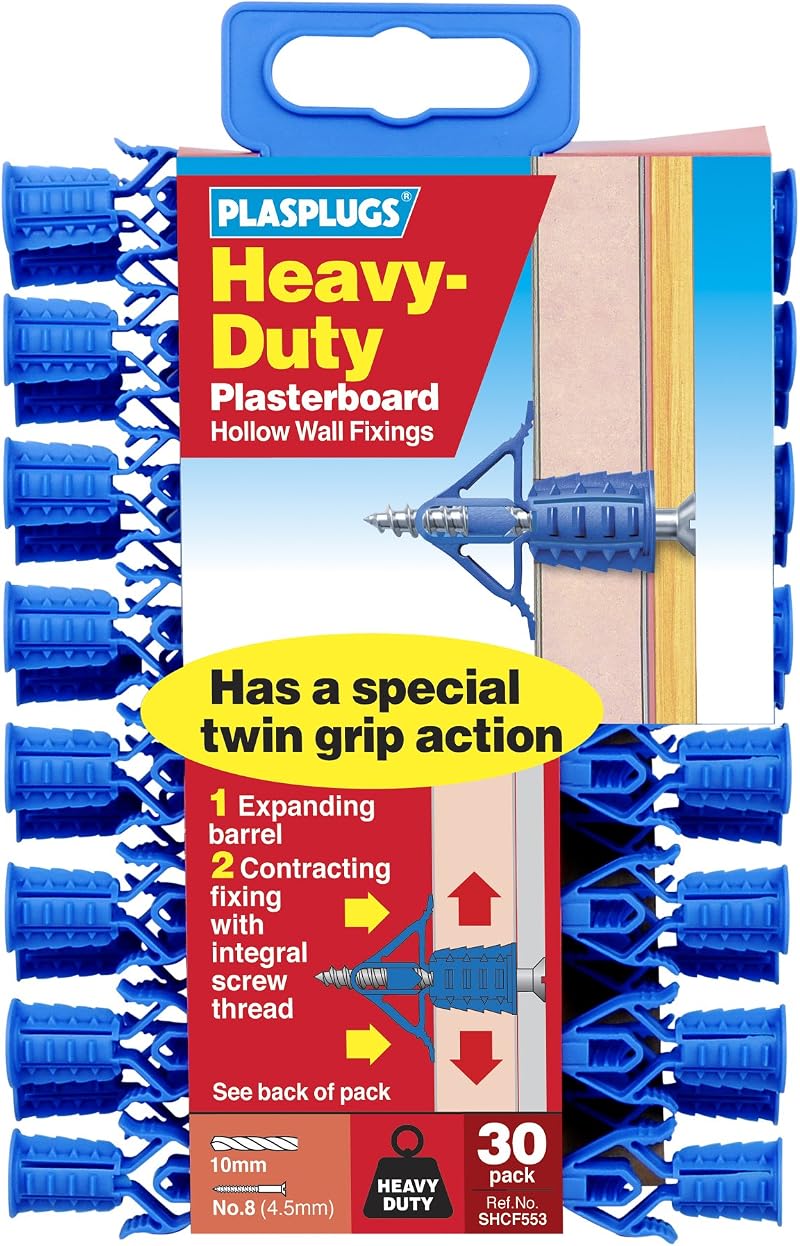 Plasplugs SHCF553 Heavy Duty Plasterboard Fixings 30 Pack 10mm Drill Size