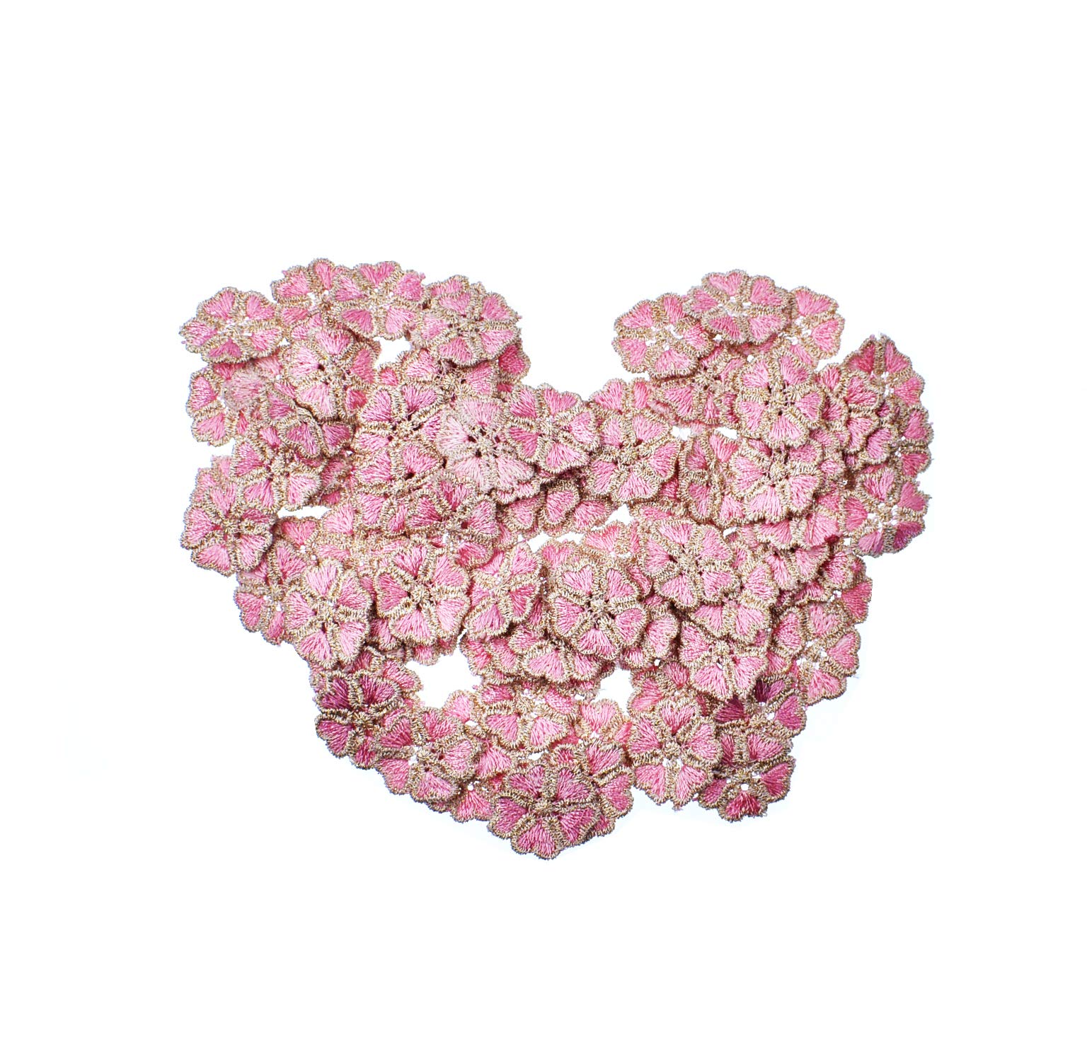 RayLineDo® 100PCS Pink Color Small Daisy Flower Patch Stickers Embroidery Badge Sewing On Applique Patch for Bags Jackets Tablecloth Bedsheets