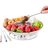 Nostalgia Electric Fondue Party Set &ndash; 10 oz Melting Pot, 4 Roasting Forks, &amp; Detachable Serving Tray &ndash; Melted Cheese, Chocolate, or Dessert &ndash; Perfect for Gifts, Parties, Date Night &ndash; Stainless Steel