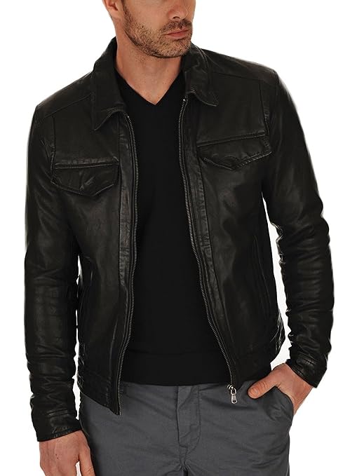 Buy K&K Full Sleeves Genuine Leather Jacket For Men, ILW23_XXXL at