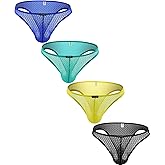 IKINGSKY Men's Cheeky Briefs See Through Bugle Bikini Underwear Lace Brazilian Back Under Panties for Men