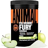 Animal Fury Pre Workout Powder - Green Apple, 350mg Caffeine, BCAA Amino Acids, 2g Beta Alanine, Citrulline & Tyrosine, Energy, Focus, Strength, Endurance, Preworkout for Men & Women, 30 Servings