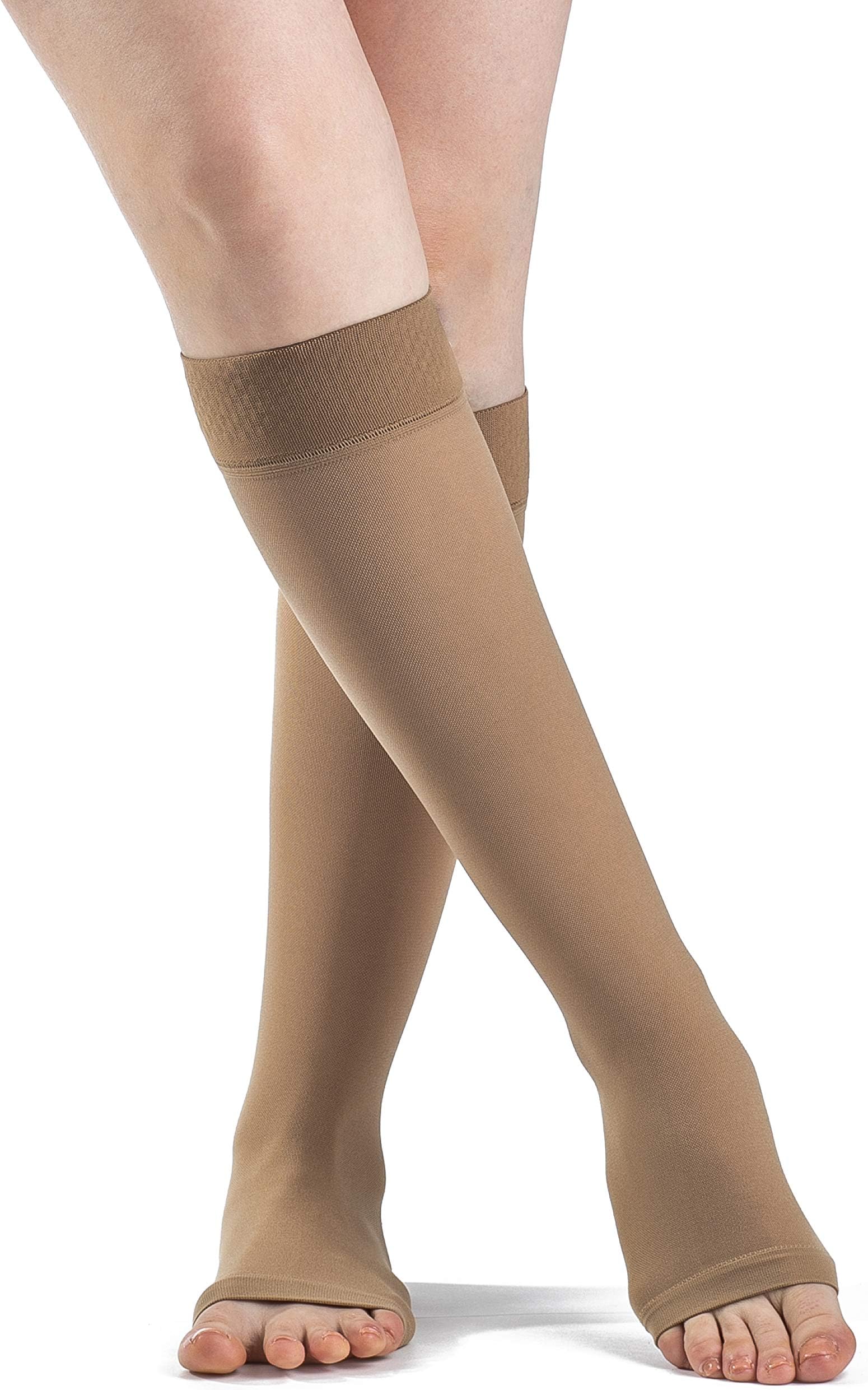 Sigvaris Essential 862 Opaque Open Toe Knee Highs w/GripTop - 20-30 mmHg Short Crispa SS Short 862CSSO66/S