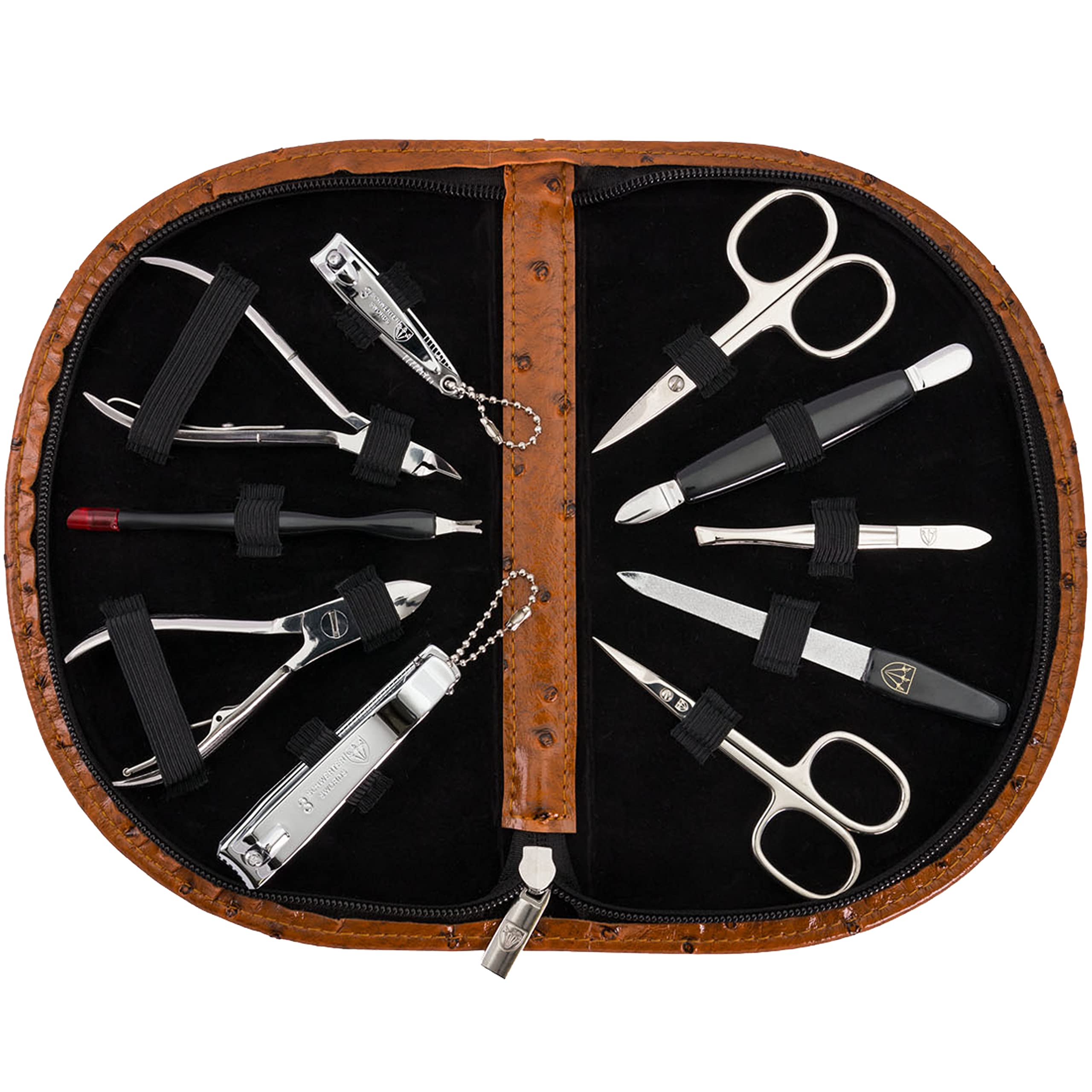3 Swords Germany - brand quality 10 piece manicure pedicure grooming kit set for professional finger & toe nail care scissors clipper fashion leather case in gift box, Made by 3 Swords (6561)